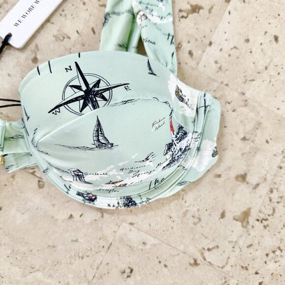 NEW $95 We Wore What Claudia Bikini Top Size Large Hamptons Map - Picture 5 of 9